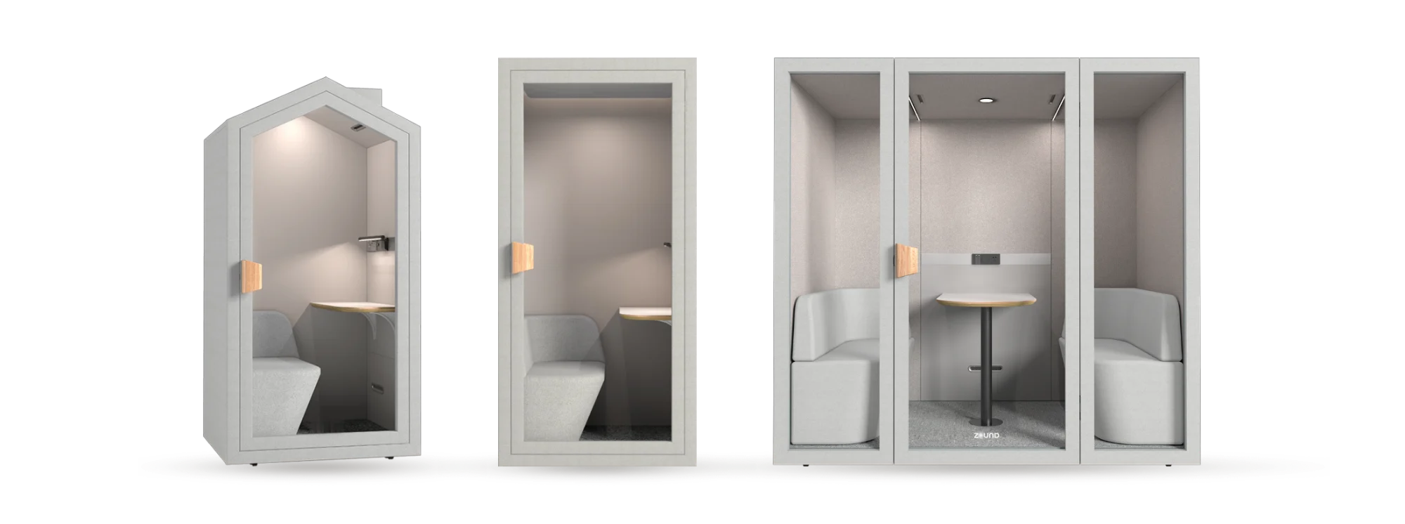 ZOUND Life Home, Pro S and Pro L shown side by side at true relative scale